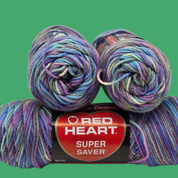 Lot of 3 - Red Heart Super Saver Multi-Color Acrylic Yarn #0310 Monet (5oz each) - Picture 8 of 8
